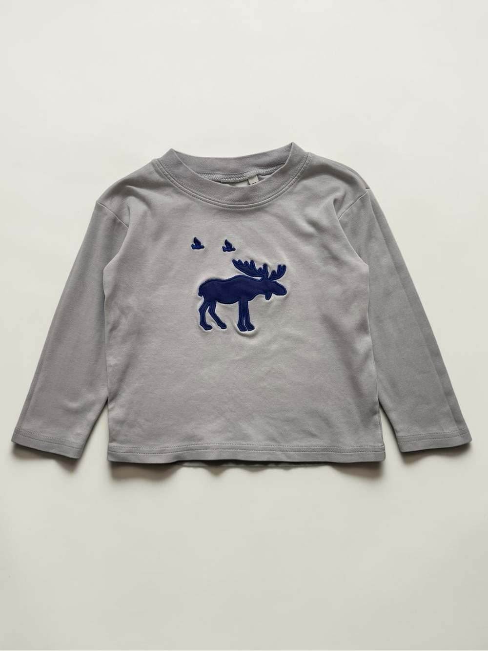 LUIGI KIDS VGUC Neutral Greige Embroidered Appliqué Moose Shirt